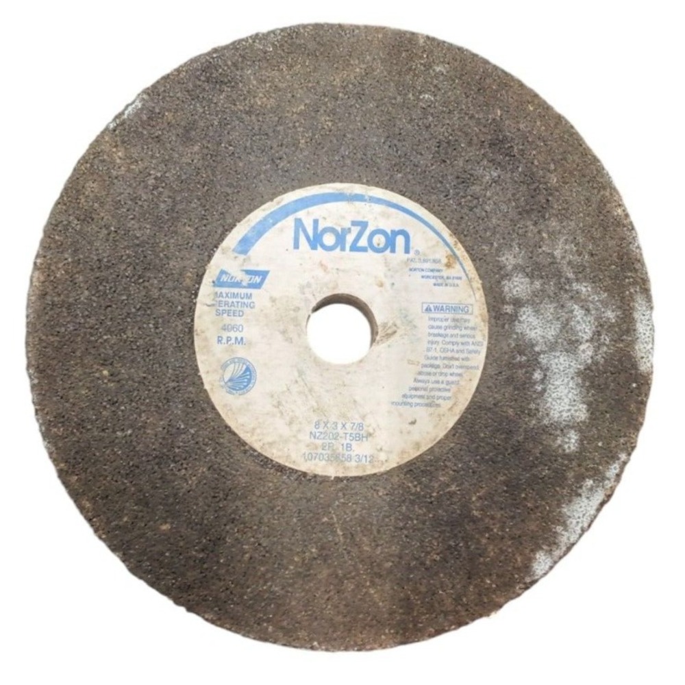 NORTON GRINDING WHEEL 8" x 3" x 7/8" ID‎ Arbor NORZON NZ202-T5BH [4060 RPM]